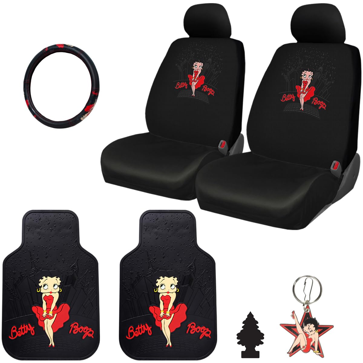Betty Boop Skyline Seat Covers, Mats & Steering Wheel Bundle - image 8