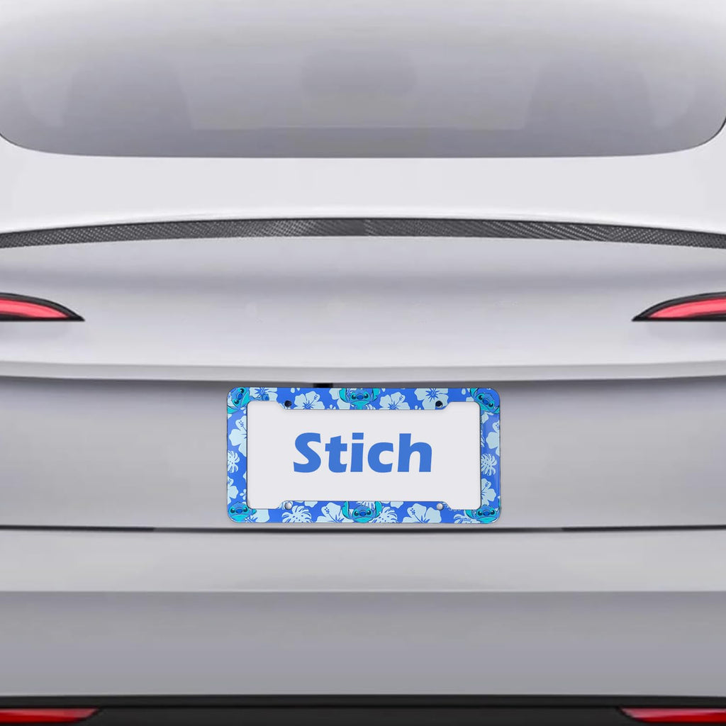 Stitch license plate frame installed