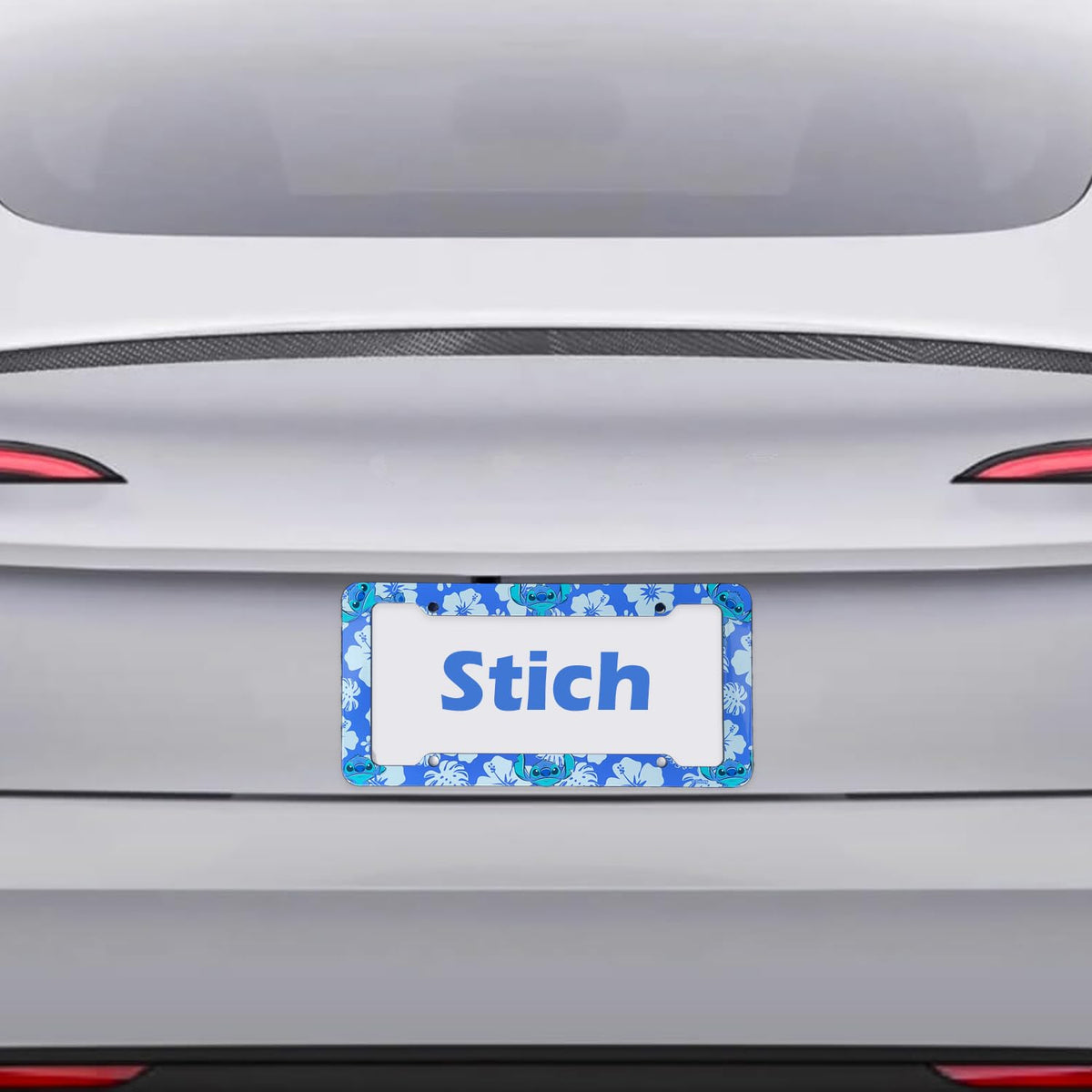 Stitch license plate frame installed