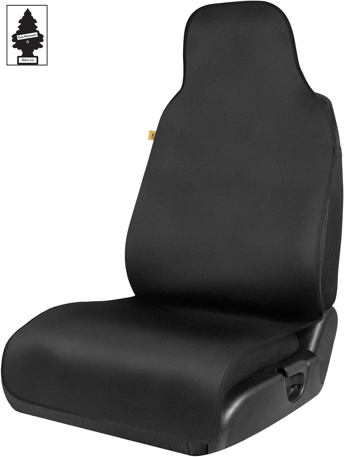 Caterpillar Waterproof Automotive Seat Cover for Cars Trucks and SUVs, 1 Piece Bundle Pack – Durable Neoprene Seat Protector for Front Seats, Black Car Seat Cover with Black Trim - Yupbizauto