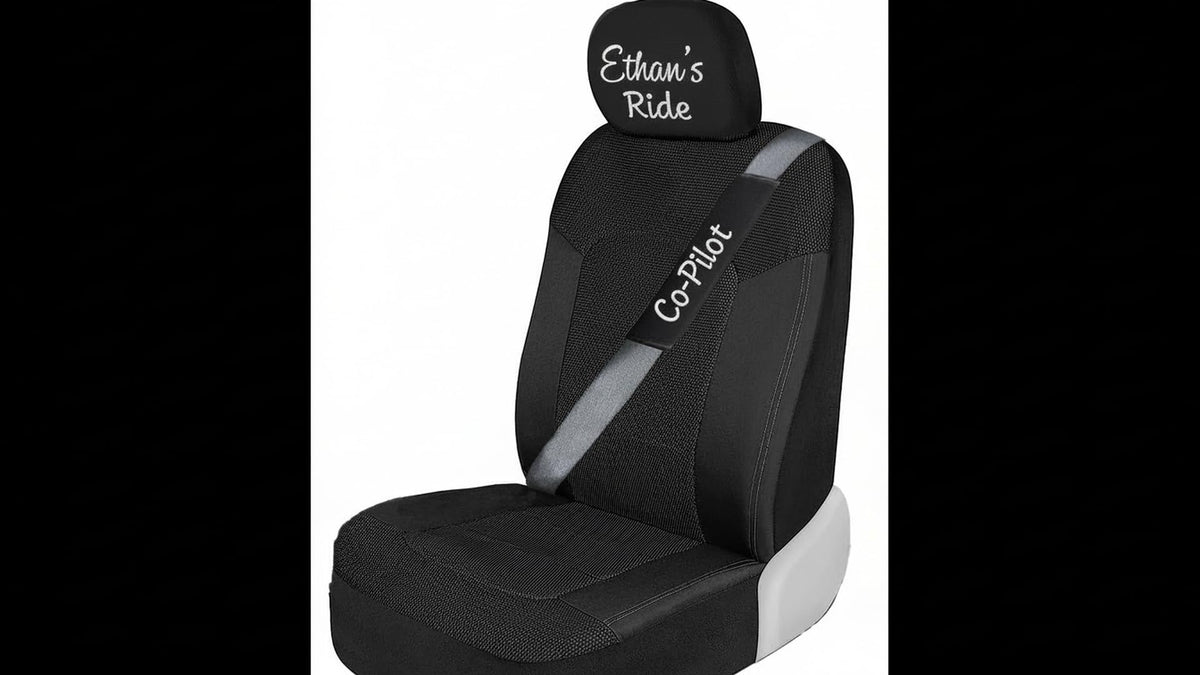 Personalized Headrest Covers & Seat Belt Pads, 4-Piece Set