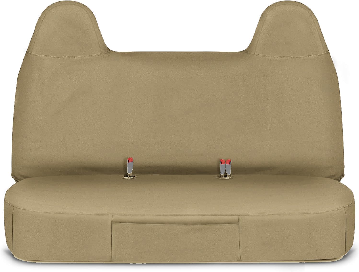 Caterpillar Custom Fit Front Beige Bench Seat Cover with Utility Pockets for Ford F250 / F350 / F450 / F550 (1999-2007) - Durable Beige Oxford Super Duty Interior Truck Seat Cover Bundle - Yupbizauto