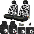 14PC Mickey Mouse Car Accessories Bundle Set | Car Seat Covers Embroidered Headrest Covers & Heavy Duty Floor Mats | Universal Fit for Cars Trucks, SUVs | Ideal for Men, Women Gift - Yupbizauto