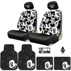 14PC Mickey Mouse Car Accessories Bundle Set | Car Seat Covers Embroidered Headrest Covers & Heavy Duty Floor Mats | Universal Fit for Cars Trucks, SUVs | Ideal for Men, Women Gift - Yupbizauto