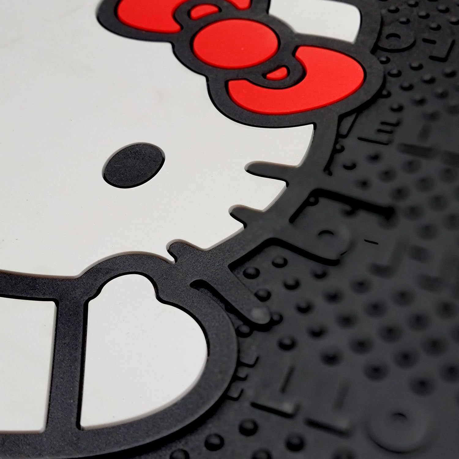 Hello Kitty Core Design Hot Pink Sanrio Front & Rear Car Truck SUV Seat Rubber Floor Mats and Steering Wheel Cover Bundle Set -6 PC - Yupbizauto