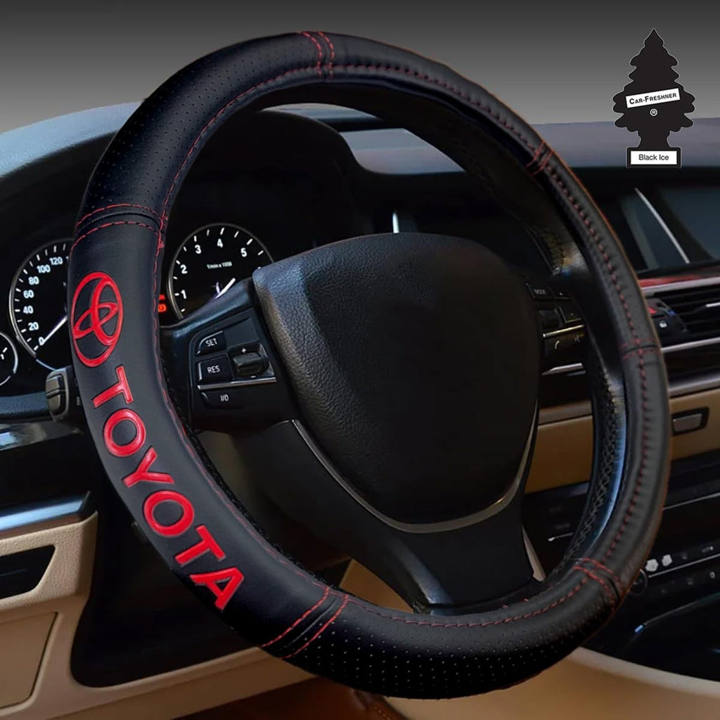 Plasticolor Toyota Steering Wheel Cover & Air Freshener Bundle, 2 Pieces