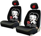 New Betty Boop Timeless Front Low Back Car Seat Covers Embroidery Kiss Headrest Cover (Seat Covers with Headrest Cover) - Yupbizauto