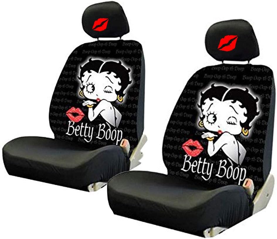 New Betty Boop Timeless Front Low Back Car Seat Covers Embroidery Kiss Headrest Cover (Seat Covers with Headrest Cover)