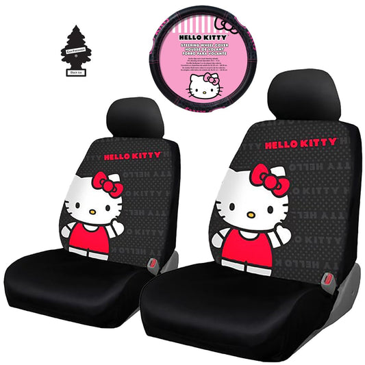 4 Pieces Hello Kitty Car Accessories Seat Cover with Steering Wheel Cover and Air Freshener