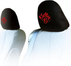 New Betty Boop Skyline Design Car Accessories Set New Seat Covers, Front and Rear Rubber Mats, Steering Wheel Cover Embroidered Headrest Covers Stylish Protection for Cars SUVs Trucks - Yupbizauto