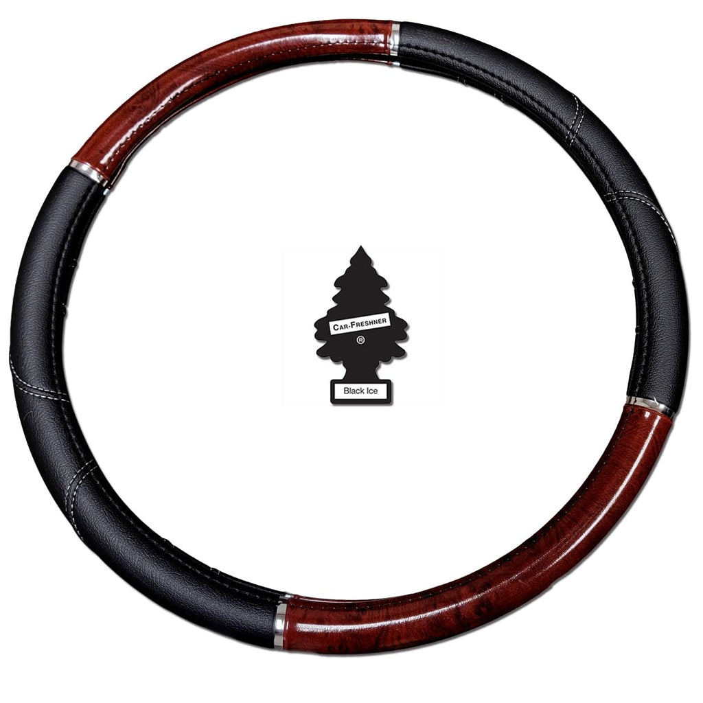 Yupbizauto 18in Truck Steering Wheel Cover Wood Grain Bundle
