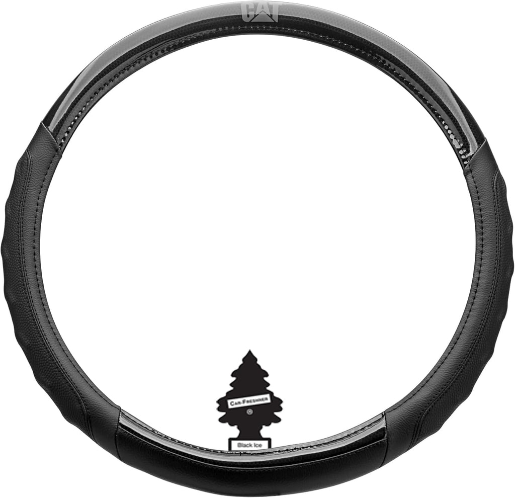 18-Inch RV & Semi Truck Black Faux Leather Steering Wheel Cover Bundle