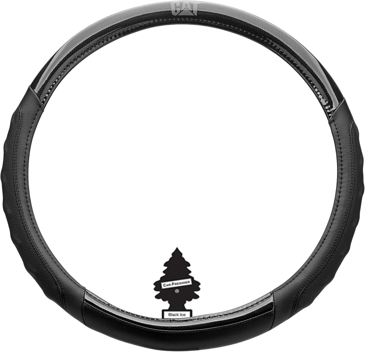 18-Inch RV & Semi Truck Black Faux Leather Steering Wheel Cover Bundle