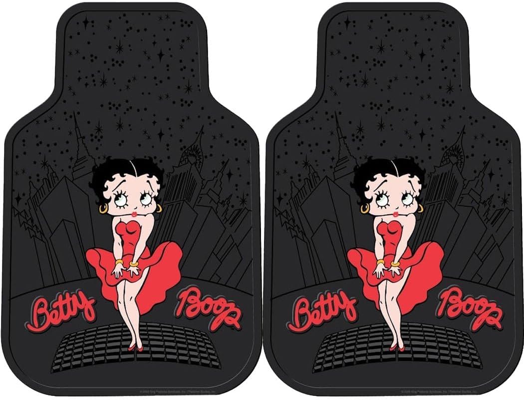 4PC Front & Rear Rubber Floor Mats Set - Betty Boop - NY New York City Sky Line - Yupbizauto