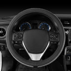 Bling Silver Glitter Diamond Leather Steering Wheel Cover with 9 Rows Crystal Rhinestones, Fits Wheels 14.5-15 inch for Women/Girls