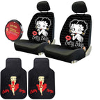 New Platicolors Betty Boop Car Accessories Timeless Seat Covers, Front Rubber Mats, Steering Wheel Cover Stylish Protection for Cars SUVs Trucks & Vans - Yupbizauto