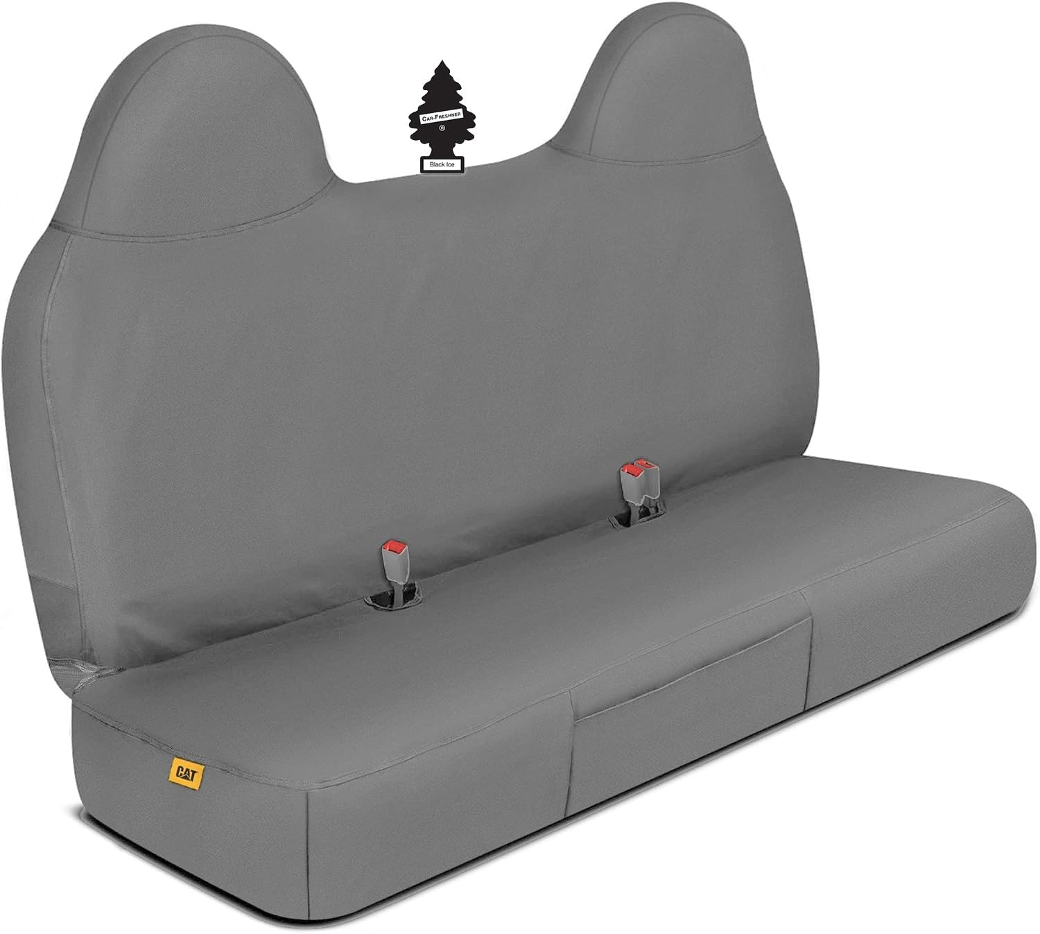 Caterpillar Custom Fit Front Bench Seat Cover with Utility Pockets for Ford F250 / F350 / F450 / F550 (1999-2007) - Durable Grey Oxford Super Duty Interior Truck Seat Cover Bundle - Yupbizauto
