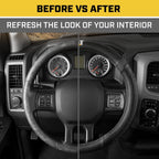 Caterpillar Car Steering Wheel Cover, Large 16 inch Size, Tire Tread Inspired Traction Grip Design, Black Steering Wheel Cover for Car Auto Truck Van SUV Bundle 7861