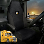 Caterpillar Big Rig Truck Seat Covers – Black Mesh Universal Fit, 2-Piece Set