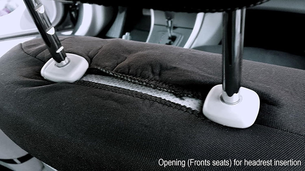 Universal Fit Car Seat Covers - Embroidered Love Multi Hearts Design, Premium Black Cloth Fabric, Front & Rear Split Bench Covers | Cute Stylish Car Accessories for Women