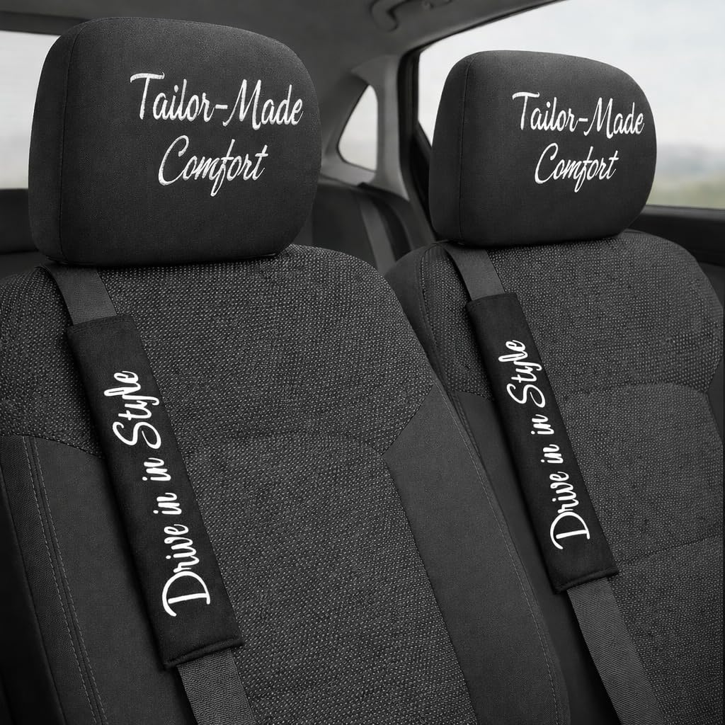 Personalized Headrest Covers & Seat Belt Pads, 4-Piece Set