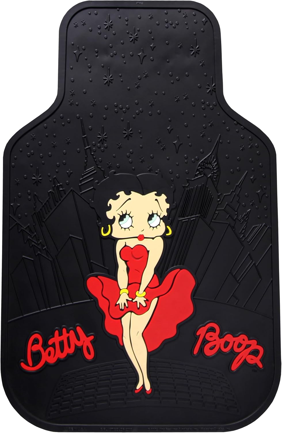 Platicolors Betty Boop Skyline Design Car Accessories Set New Seat Covers, Front Rubber Mats, Steering Wheel Cover Air Freshener Stylish Protection for Cars SUVs Trucks & Vans Idea - Yupbizauto