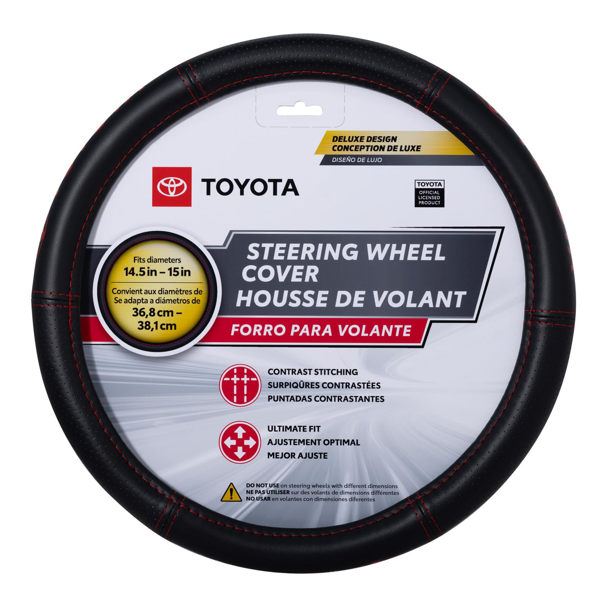 Plasticolor 006498R01 Toyota Deluxe Style Red Hi-Contrast Stitched Steering Wheel Cover
