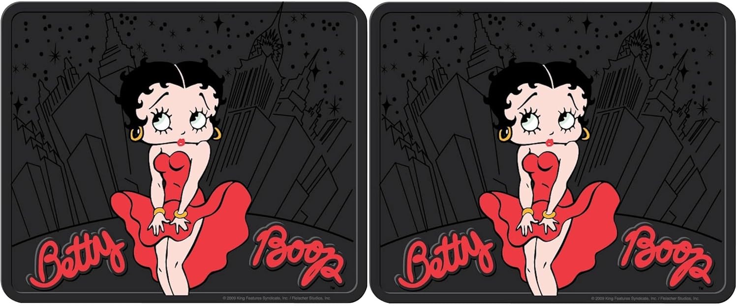 4PC Front & Rear Rubber Floor Mats Set - Betty Boop - NY New York City Sky Line - Yupbizauto