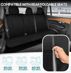 Universal Fit Car Seat Covers - Premium Black Flat Cloth with Stylish Cute Embroidery Butterfly Design, Front & Rear Set for 50/50 & 60/40 Split Rear Seats (Durable Protective Seat Cover) - Yupbizauto