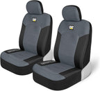 Caterpillar Car Truck Seat Covers for Front Seats Set - Black and Grey Automotive Seat Covers Bundle with Air Freshener - Yupbizauto
