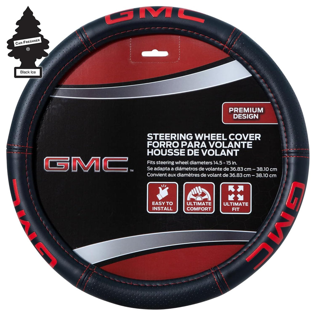 Plasticolor GMC Steering Wheel Cover Bundle with Air Freshener Set