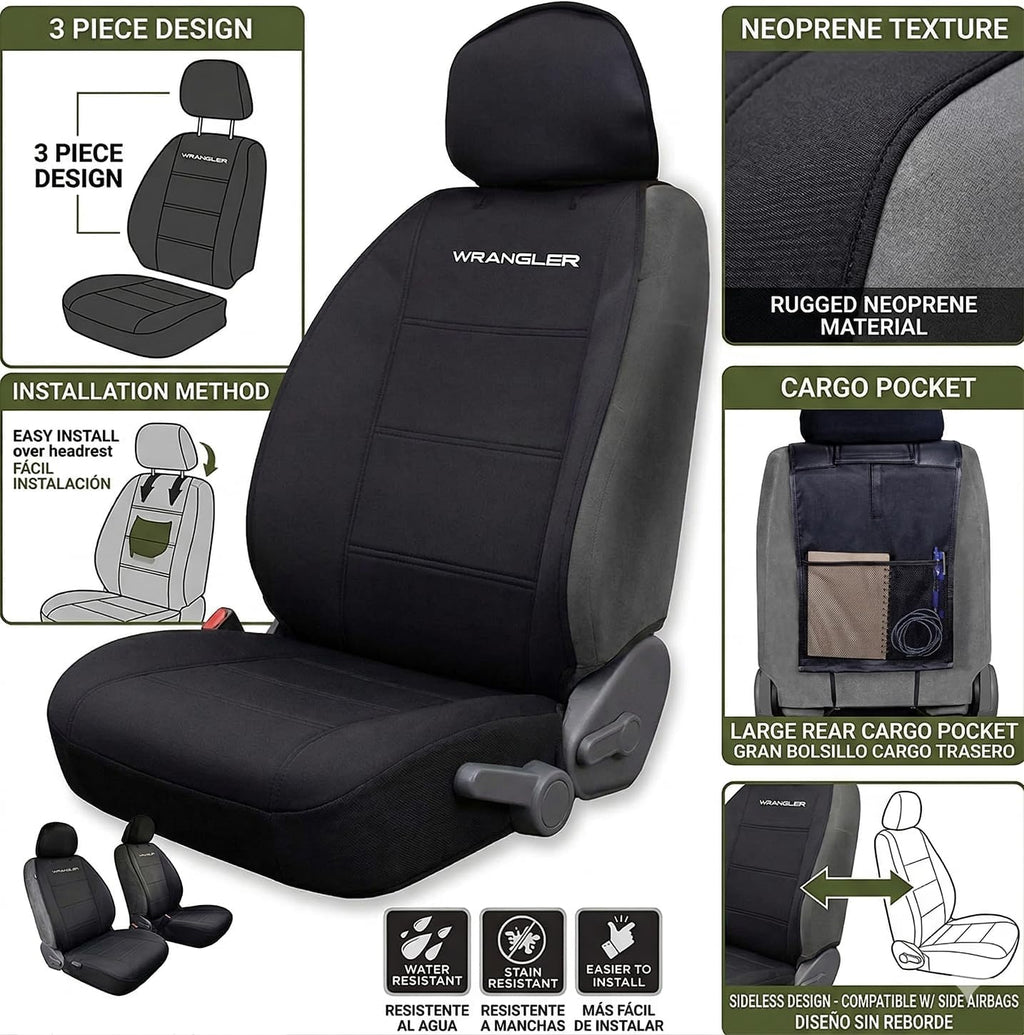 Neoprene Sideless Front Seat Covers for Jeep Wrangler with Air Freshener