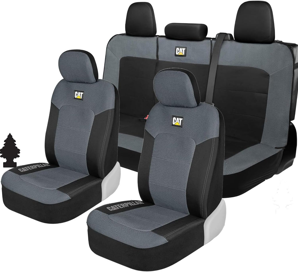 Caterpillar Mesh Flex Car Seat Covers – Full Set, Black and Grey