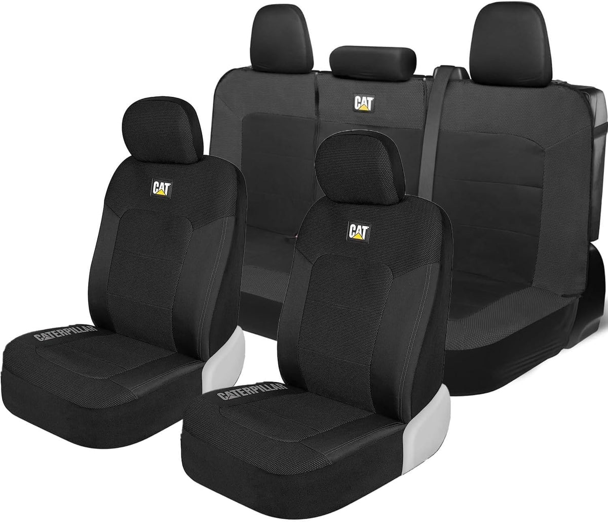 Caterpillar Mesh Flex Car Seat Covers – Full 8-Piece Set, Black