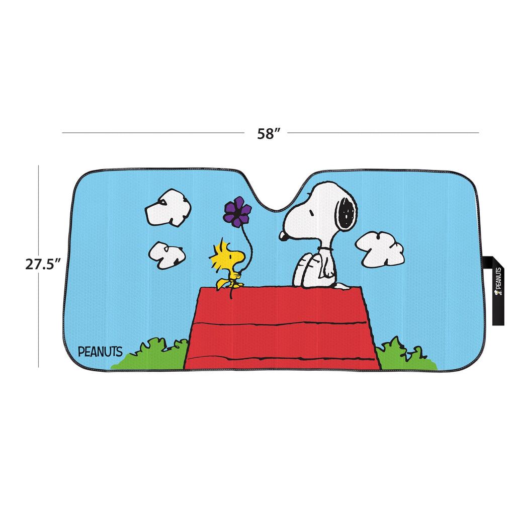 Official Peanuts Snoopy 4-Piece Car Set – Sunshade & Steering Cover