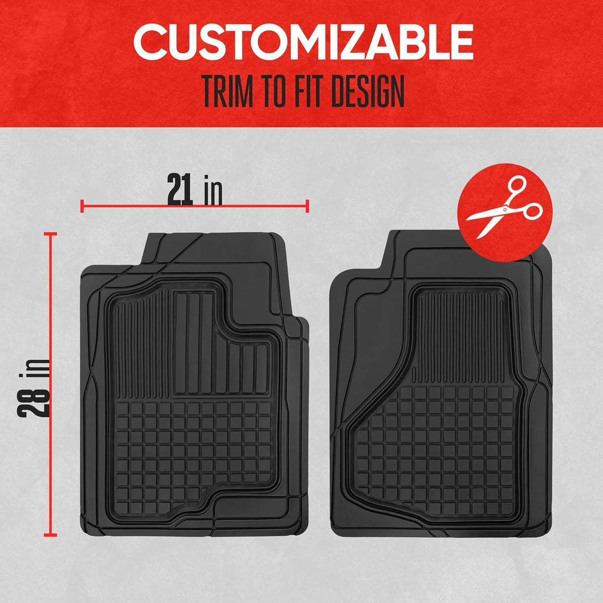 Motor Trend Heavy-Duty Mazda Rubber Floor Mats with Air Freshener - 2-Piece Set