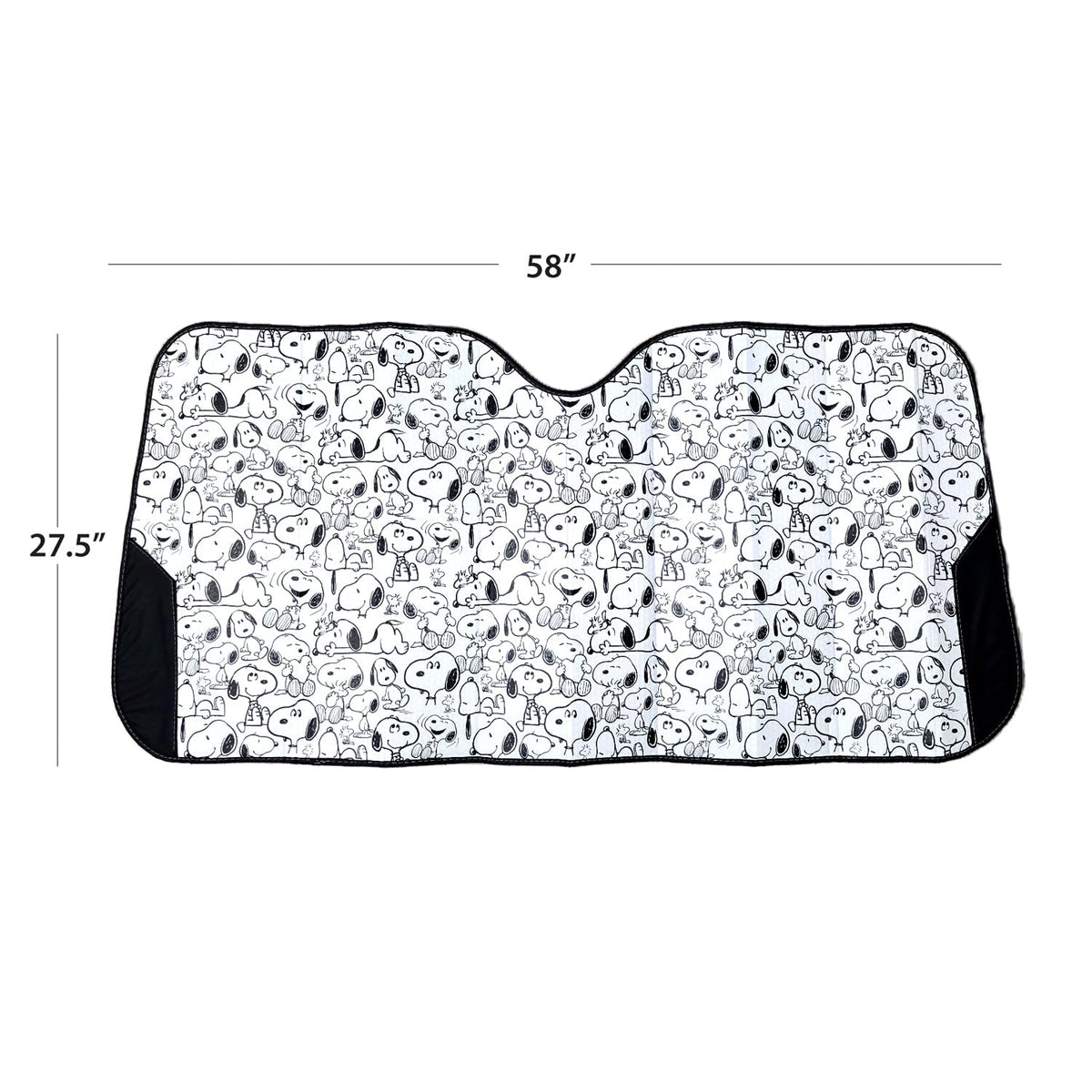 Snoopy Expression Windshield Sunshade Bundle with 3D Keychain – Plasticolor Peanuts Snoopy Design, Foldable Universal Fit Front Window Sun Shade for Cars SUVs - Yupbizauto