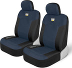 Caterpillar Car Truck Seat Covers for Front Seats Set - Black and Blue Automotive Seat Covers Bundle with Air Freshener - Yupbizauto