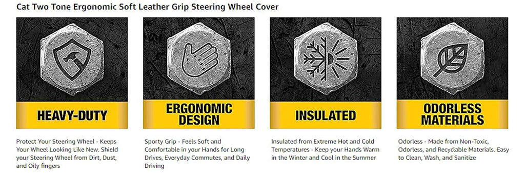 Caterpillar 15-16 Inch Semi Truck Steering Wheel Cover Bundle
