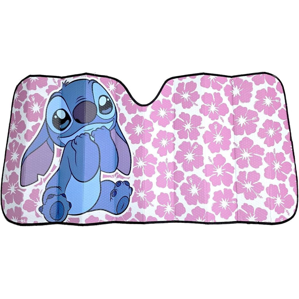 Stitch pink hibiscus windshield sunshade bundle