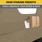 Caterpillar Custom Fit Front Beige Bench Seat Cover with Utility Pockets for Ford F250 / F350 / F450 / F550 (1999-2007) - Durable Beige Oxford Super Duty Interior Truck Seat Cover Bundle - Yupbizauto