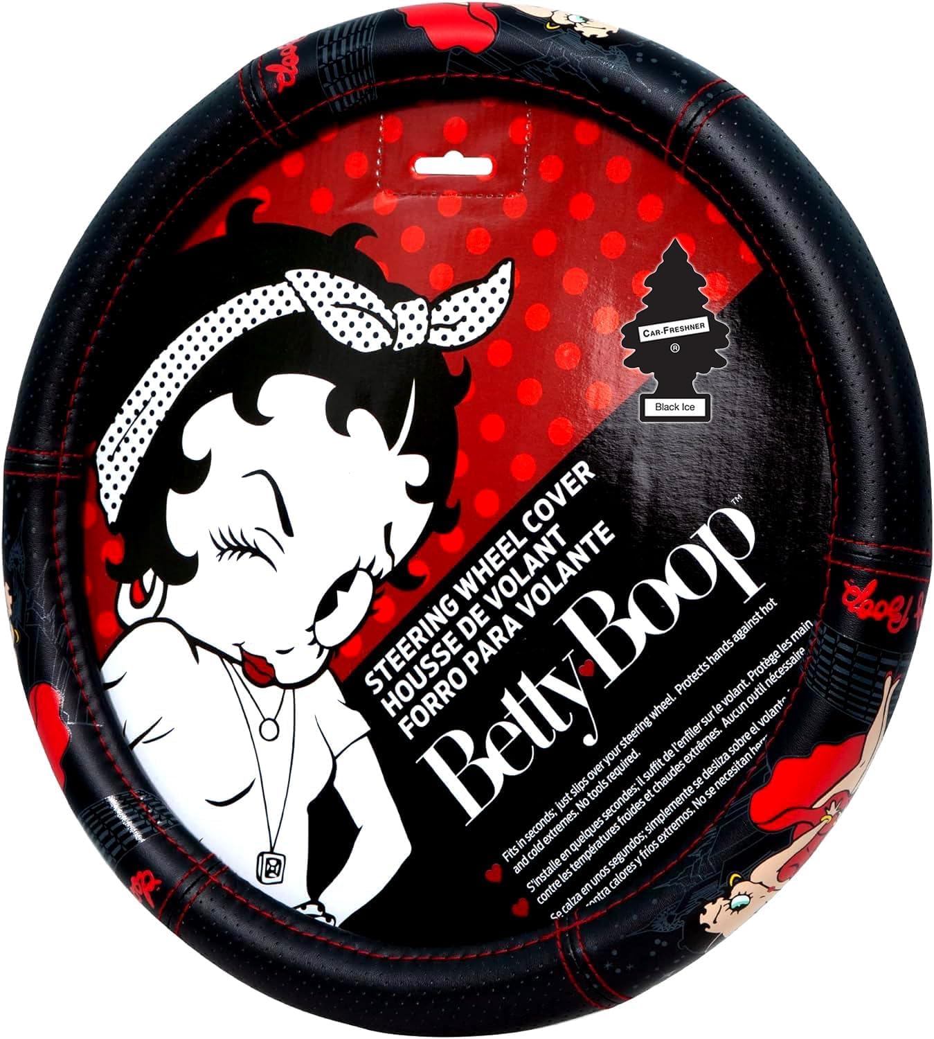 New Platicolors Betty Boop Car Accessories Timeless Seat Covers, Front Rubber Mats, Steering Wheel Cover Stylish Protection for Cars SUVs Trucks & Vans - Yupbizauto