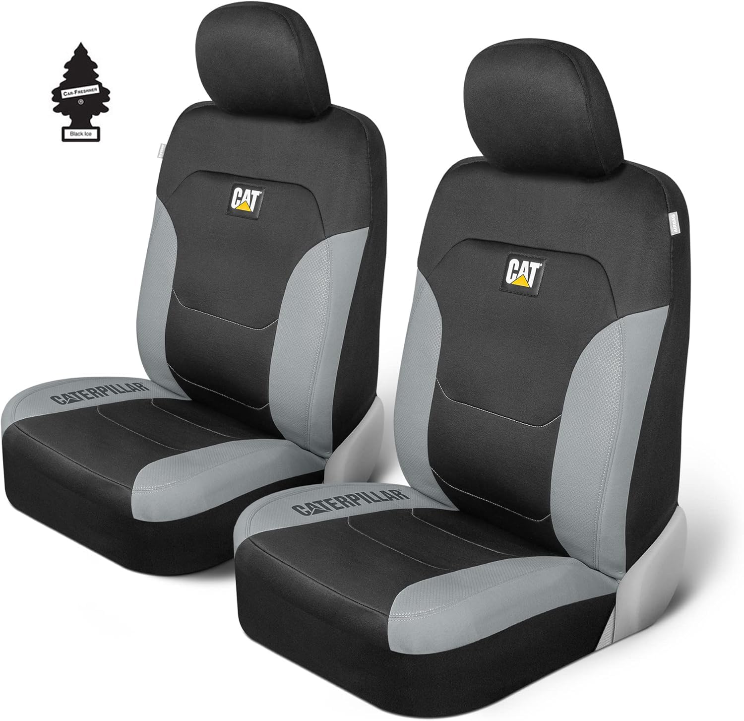 Caterpillar Car Truck Seat Covers for Front Seat Bundle Set Black Grey 2274 - Yupbizauto