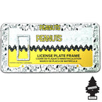 Snoopy Expression License Plate Frame Bundle with Little Tree Air Freshener – Plasticolor Peanuts Snoopy Design, Universal Fit Standard Car Plate Frame, Plastic - Yupbizauto