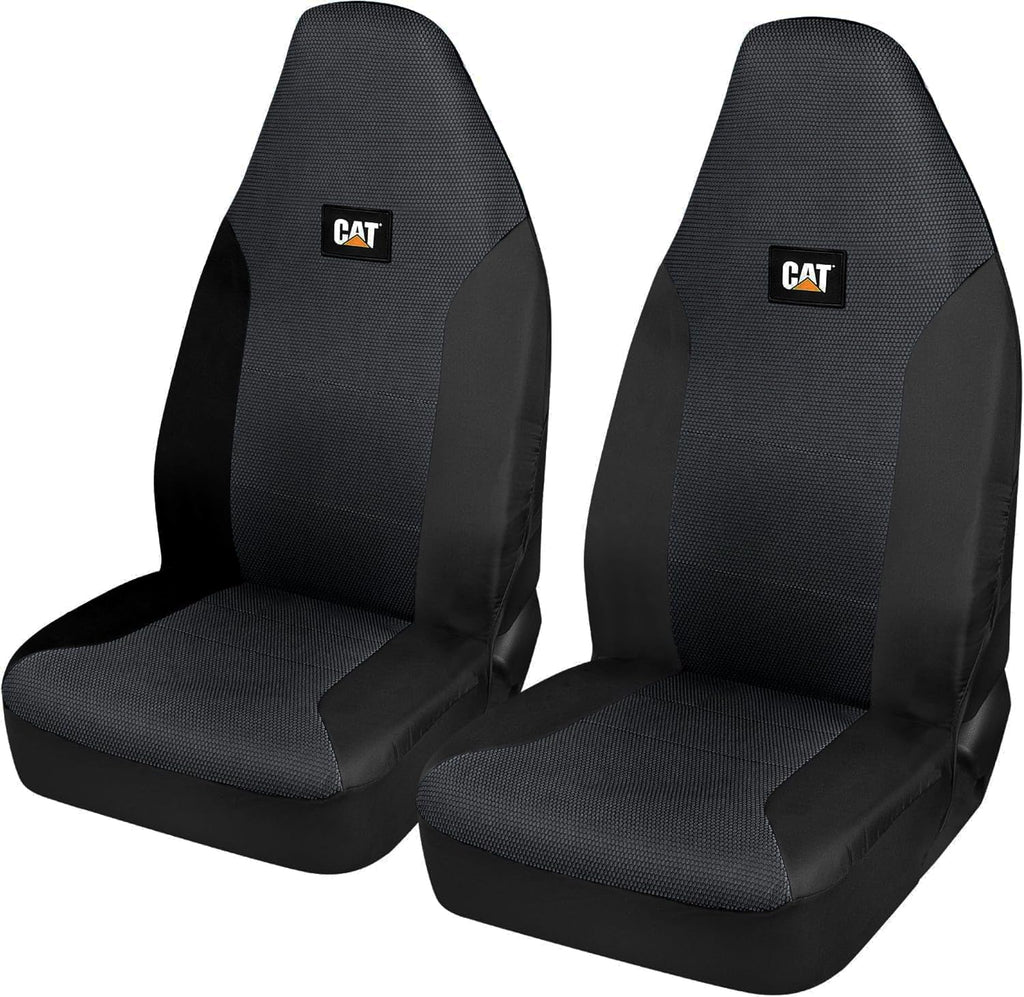 Pair of Caterpillar black mesh big-rig seat covers