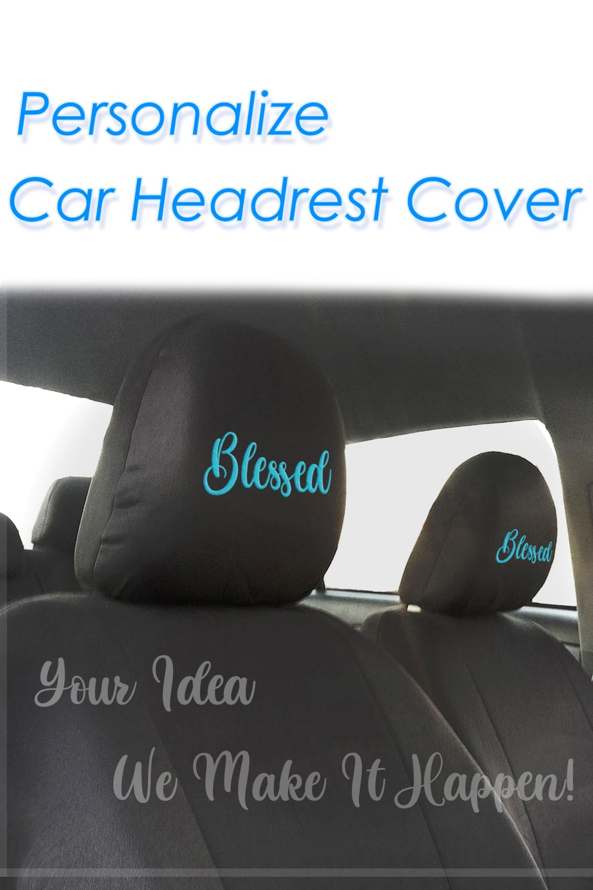 Personalized Embroidered Headrest Covers, 5-Piece Set