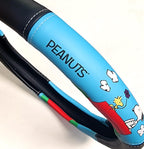 Peanuts Snoopy Dog House Steering Wheel Cover, Black and Blue, Leather, 14.5-15 Inch Diameter, Contrast Stitching, Car Accessory Air Freshener Bundle Set - Yupbizauto