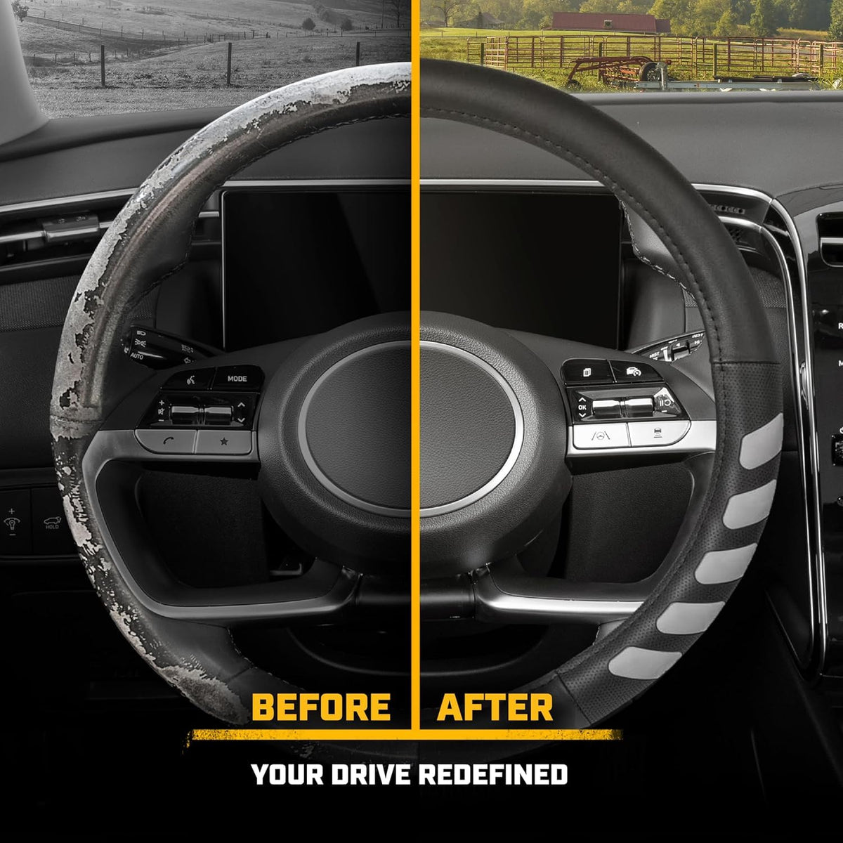Caterpillar 15-16 Inch Semi Truck Steering Wheel Cover Bundle