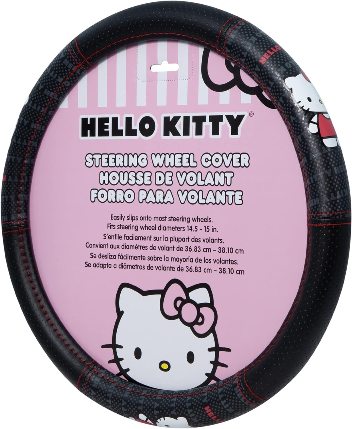 4 Pieces Hello Kitty Car Accessories Seat Cover with Steering Wheel Cover and Air Freshener - Yupbizauto