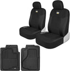 Caterpillar Front Seat Covers & Heavy-Duty Floor Mats Bundle – Black